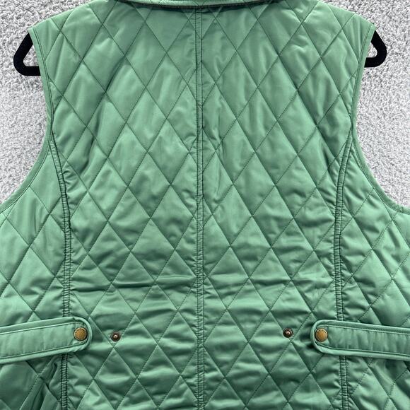 L.L. Bean Vest Womens Large Green Quilted Snap Button Plaid Lined NWOT Outdoor - Picture 6 of 10